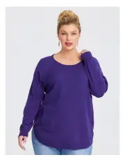 [Taking Shape] Natural Curved Hem Pocket Jumper Oxford in Purple