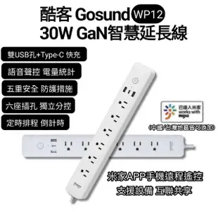 【小米】酷客Gosund 30W Gan 智慧延長線 WP12(智能延長線 小米延長線 智能插座 定時開關)