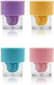 Contact Lens Case, 2 in 1 Manual Contact Lens Washer Cleaner Storage Case Portable Size Solution Soaking Container for Travel, Daily Use (4 Colors)