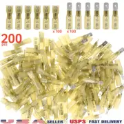 200pcs 12-10 AWG Yellow Heat Shrink Wire Connectors Male Female Spade Terminals