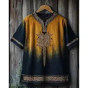Men's T Shirt Tee Short Sleeve Shirt Tee Top Short Sleeve Crew Neck Summer Tribal Vintage Designer Basic Print Vacation Street Going out Yellow Green Top Tee f