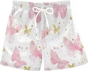 [RPLIFE] Swimming Shorts for Boys, Anti Chafe Swim Trunks Boys 2 T, Pink Butterflies Golden Stars
