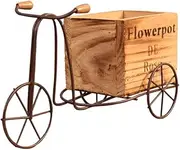 Yardwe Artisan Crafted Bike Stand Wooden Planter Metal Wire Frame for Decor Present for Plant Enthusiasts