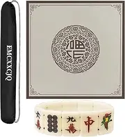 Leather Mahjong Mat Anti Slip and Noise Reduction Mahjongg Table Mat Mahjong Accessories Tablecloth Game Poker(Beige,90cm/35.4in)