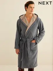 Grey Fleece Borg Lined Textured Dressing Gown (131033) | $47