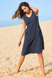 Cotton Linen Empire Line Dress--NBIRD-68