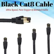 CAT8 Ethernet Cable Black Copper RJ45 Network Lan Patch Cord SFTP 26AWG Lot
