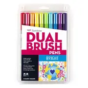10pc Tombow Dual Brush/Fine Pen Marker Water-Based Sketching/Drawing Set Bright