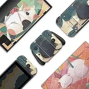 BelugaDesign Animal Switch Skin | Sticker Wrap Vinyl Decal | Cute Kawaii Pet Pastel Full Set Compatible with Nintendo Switch Console, Joy-Con, Dock (Multicolored Fat Cat)