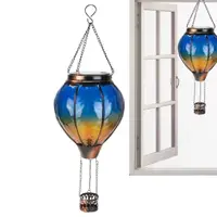 在飛比找蝦皮購物優惠-太陽能熱氣球燈帶火焰藍熱氣球藍燈籠燈裝飾玻璃燈籠戶外teit