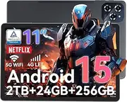 TABWEE W90 Android 15 Tablet 11 inch, 24GB RAM + 256GB ROM, Large FHD Display, Dual 4G LTE + 5G WiFi, Octa Core, 8000mAh Battery, AI Camera 16MP + 8MP, Gemini AI, WideVine L1, TÜV, GPS