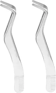 LALADEFIEE 2pcs False Eyelash Tool Tweezers Positioning Curved Tweezer Lash Extension Supplies Lash Applicator Tool for Clusters Eyelash Extension Tweezer Lash Tweezer Stainless Steel Silver