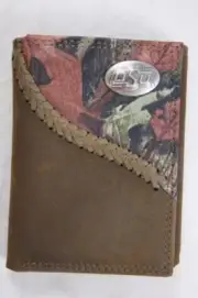 ZEP-PRO Oklahoma State Cowboys Fence Row Camo Leather Trifold Wallet Tin Box