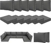 PROHIKER Patio Cushion Cover Replacement 14 Pack Outdoor Sofa Cushion and Pillow Covers Only with Zipper for 7-Piece Outdoor Patio Furniture Conversation Set (Grey)