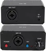 Microphone Preamp, Mic Gain Booster with Balanced Amplification Circuitry 48V Phantom Power XLR Output for Dynamic and Condenser Microphones Booster