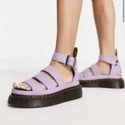 Dr. Martens Women's Clarissa II Quad Platform Sandal Lilac Pisa Leather US 8