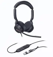 Yealink UH46 Dual Teams USB-C/A Microsoft Certified Teams USB Wired Headset 3-Noise-Canceling Microphones 35mm Speaker Busylight Leather Controller