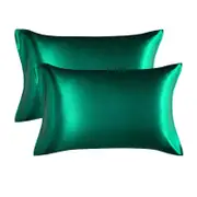 1800TC Pillow Cases, Envelope Silky Satin, 48x74cm Bedding Cover (2pc, Green)