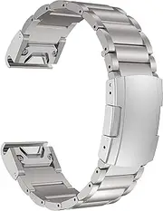 Titanium Band for Garmin,22mm Three-Piece Metal Bracelet Strap with Quick Release Connector,Tortoise Buckle,for Garmin Fenix 8 47mm/E 47mm/7/6,Instinct 2 Smartwatch (Silver)