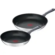 Tefal Daily Cook Induction Stainless Steel Twin Pack Fry Pans 24/28cm