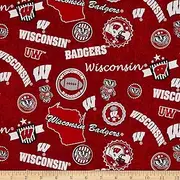 Sykel Enterprises NCAA Wisconsin Badgers Home State Red/Black/White/Grey Fabric, Gray