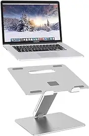 ProCase Adjustable Laptop Stand, Ergonomic Aluminum Laptop Holder, Portable Laptop Riser Notebook Computer Stand for MacBook Pro/Air Surface Lenovo Laptops up to 15.6-Inch - Silver