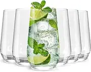 Drinking Glasses Set of 6, 16.4 oz Crystal Water Glasses,Tall Glass Cups,Highball Glass for Cocktail,Juice,Mojito,Iced Tea,Kitchen and Bar Glassware,Gifts for Dad