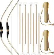 Safe Bow and Arrow Set, Wooden Archery Set, Youth Archery Bow Set for Indoor Outdoor,Role Play Props,Birthday Gift.