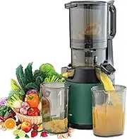 Cold Press Juicer, 300W Slow Cold Press Juicer Juicer, Masticating Juicer with 13cm Feeding Chute Easy to Clean Pomace Separation Juicer Fit Whole Fruits Vegetables Green