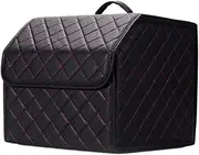 Car Trunk Organizer PU Leather Carrier Box Container Sturdy Car Boot Organiser Cargo Bag for Car Vehicles Auto Trucks, Black