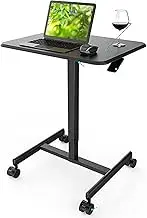 Mobile Standing Desk, Rolling Desk with Adjustable Height and Lockable Wheels, Portable Computer Workstation, Rolling Podium,for Home Office Classroom Hospital(Black)