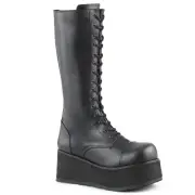Demonia Trashville-502 Gothic Cyber Punk Black Knee High Platform Boots