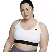 Women's Nike Plus Size Sports Bra Size 2X or 3X Padded White Wireless Indy Bra