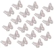 uxcell 20Pcs Butterfly Appliques Embellishments, 2.4 inches Double Layer Lace Organza Butterfly Patches Sew On Appliques for Wedding Bride Dress Clothes Hat Curtain, Coffee