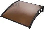 Instahut Window Awning Brown PC Panel with Black Bracket Outdoor Door Canopy Sun Shade Shelter, Patio Terrace Garden Baconly Porch Shield Rain Snow Eaves Cover Protector, 1mx2.4m DIY