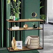 OIKITURE 90CM Industrial Console Table - Narrow Sofa Table with Shelves for Living Room Hallway Entryway Behind Couch