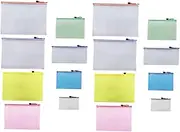 DOITOOL 16pcs Zipper File Pouches Mesh Zipper Pouches Plastic Document Bags for Office School Random Color