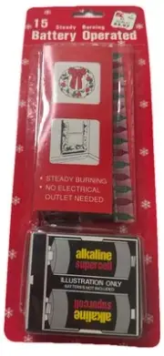 Kmart 15 Steady Burning Battery Operated Christmas Lights In Box New Old Stock