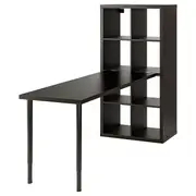 KALLAX / LAGKAPTEN desk combination, black-brown, 77x179x147 cm