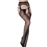 CindyLove Floral Fishnet Thigh High Stockings with Garter