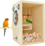 Parakeet Nesting Box, Bird House Bird Breeding Box Wooden Hatching House Mati...