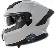 Double Visor Motorcycle Full Face Helmet,Modular Motorbike Bluetooth Helmet,DOT/ECE Certified Lightweight Full Face Motorcycle Helmet Scooter Helmet for Adults Men and Women