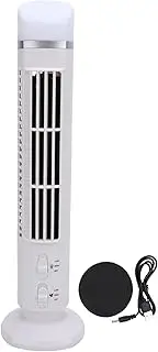 Portable Bladeless Fan, Electric Tower Fan Adjustable Speed USB Desk Bladeless Fan Portable Quiet Cooling Fan for Bedroom, Home, Office (White)