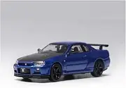 1:64 for Nissan Skyline GTR R34 VSPECII Blue Carbon Simulation Model Car