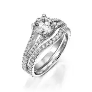 3.89 CT Shiny Round Cut Diamond Engagement Ring Set 14K White Gold D/SI1