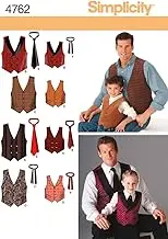 Simplicity U04762A Boys' & Men's Sewing Pattern Vests and Ties, Size Small/XL