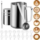 Milk Frothing Pitcher,20Oz/600Ml Milk Frother Cup Set,Stainless Steel Espress...