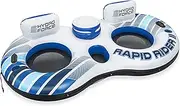 Hydro Force Rapid Rider Double 2-Person River Tube (7'10.5" x 48" x 19.5") | Inflatable Pool Float Swim Ring with Handles, Cup Holders and Built-in Cooler