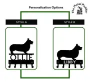 Pembroke Welsh Corgi Personalized Key Holder and Leash Hanger - 5 Hooks