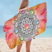 Colorful Pastel Mandala Microfiber Beach Towel
